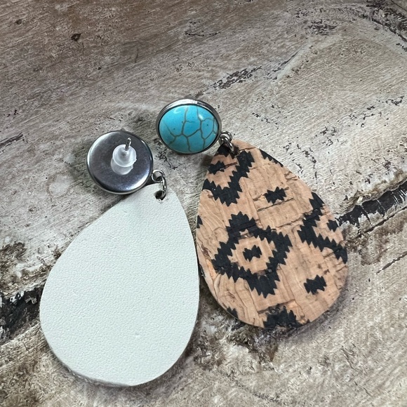 Boho Teardrop‎ Earrings with Turquoise Accents - Picture 3 of 4